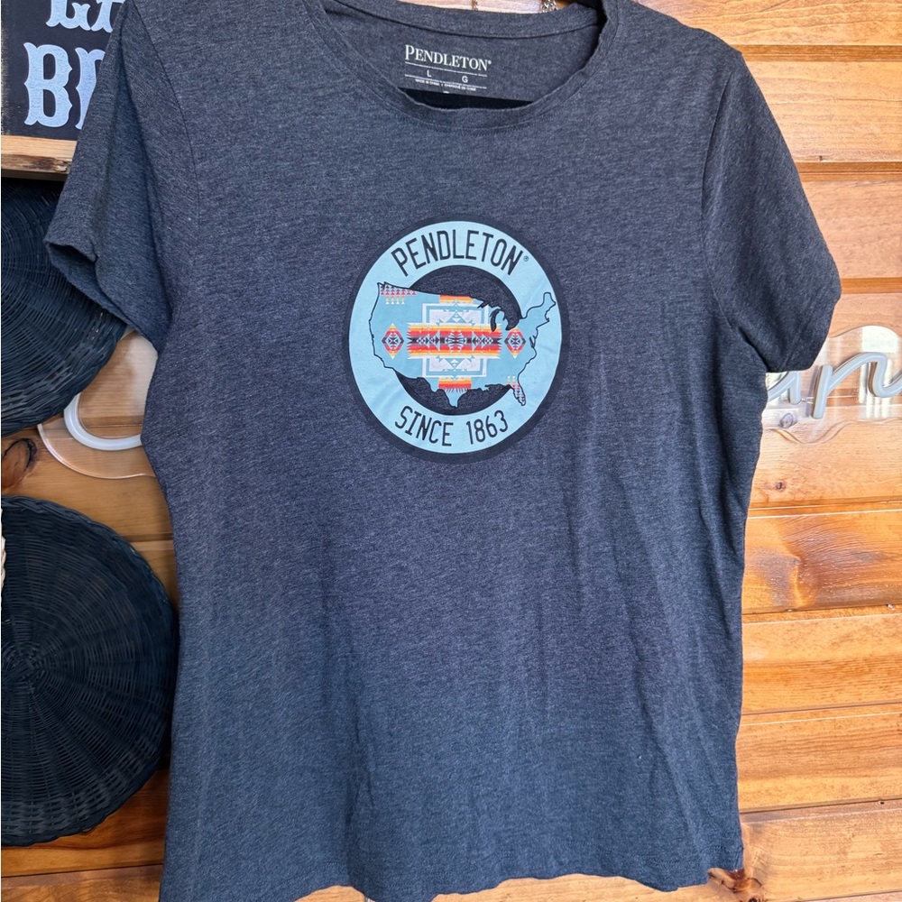 Pendleton Charcoal Tee with Blue Graphic